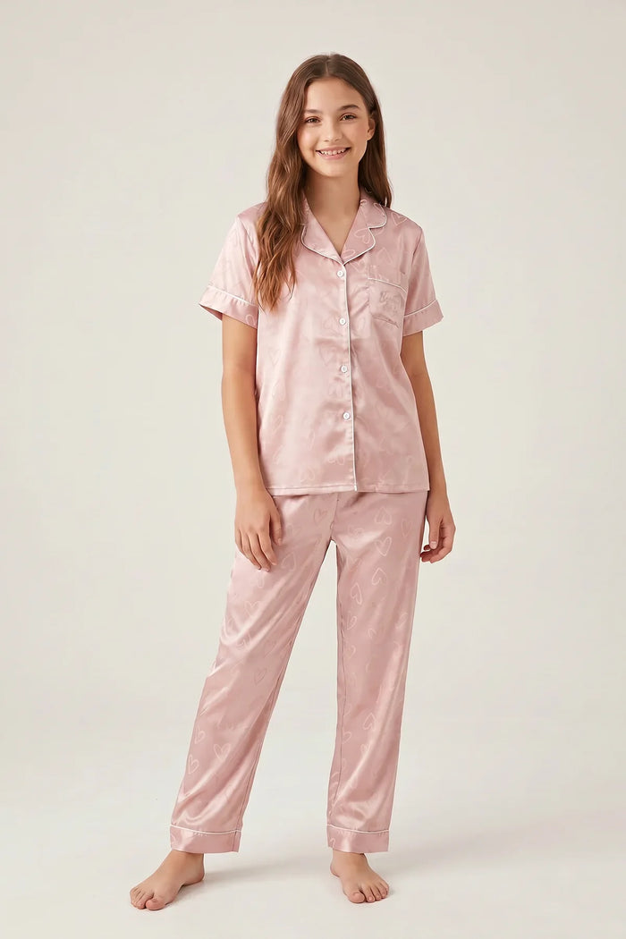 EW - Be My Love Satin Pajama Set - Pink