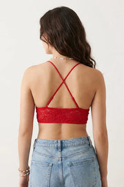 EW - Belle Non Padded Lace Bralette - Red