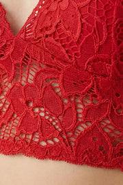 EW - Belle Non Padded Lace Bralette - Red