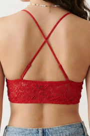 EW - Belle Non Padded Lace Bralette - Red