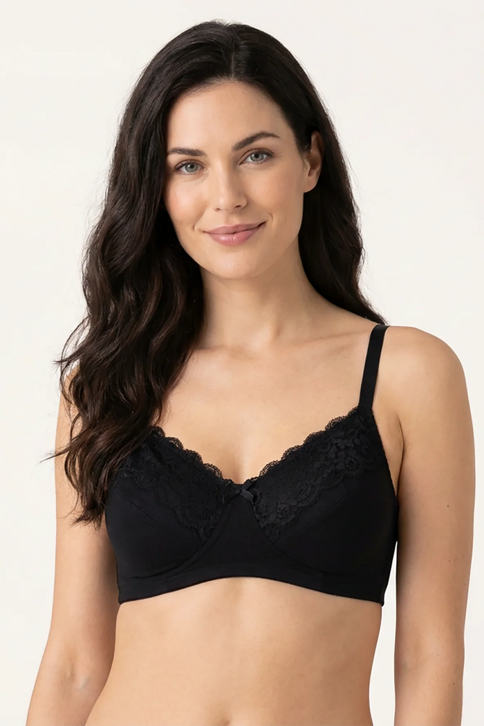 EW - Caprina Non Wired And Non Padded Cotton Bra - Black Negro