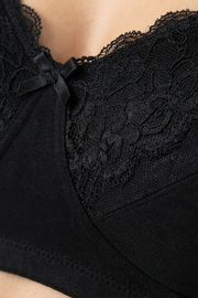 EW - Caprina Non Wired And Non Padded Cotton Bra - Black Negro