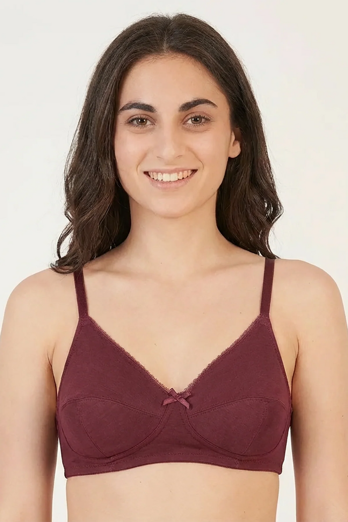 EW - Cora Non wired And Non Padded Cotton Bra - Burgundy