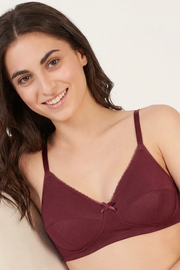EW - Cora Non wired And Non Padded Cotton Bra - Burgundy
