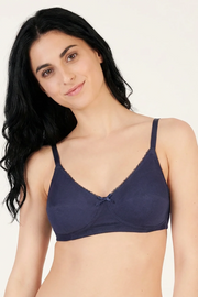 EW - Cora Non wired And Non Padded Cotton Bra - Navy Blue
