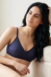 EW - Cora Non wired And Non Padded Cotton Bra - Navy Blue