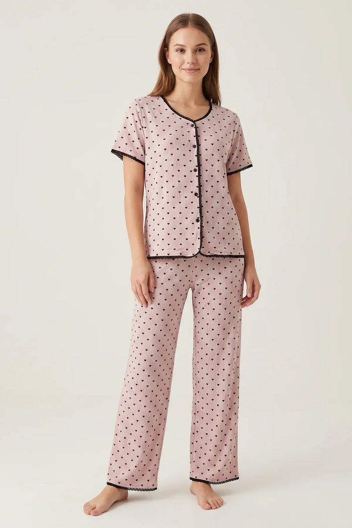 EW - Ribbed Pajama Set - Purple