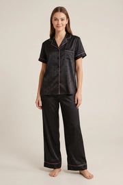 EW - Satin Pajama Set - Black