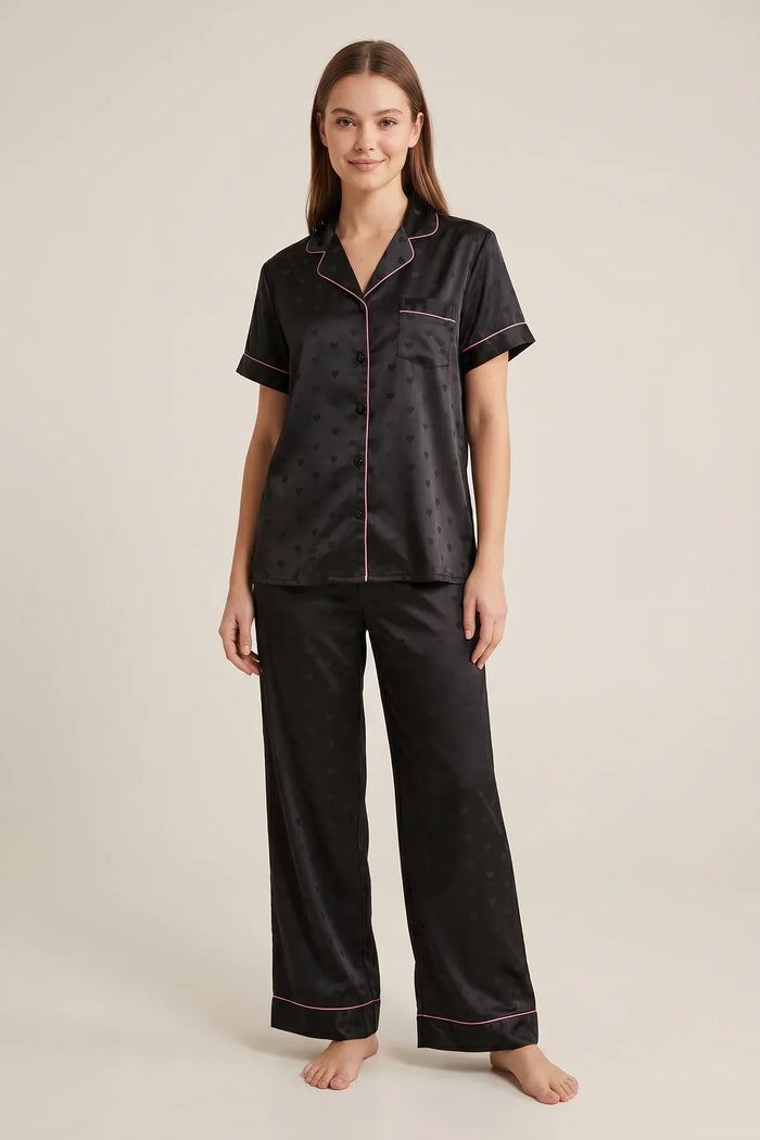 EW - Satin Pajama Set - Black