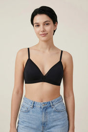 EW - Alma Non Padded Cotton Bralette - Black