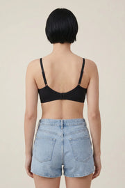 EW - Alma Non Padded Cotton Bralette - Black