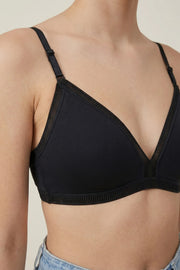 EW - Alma Non Padded Cotton Bralette - Black