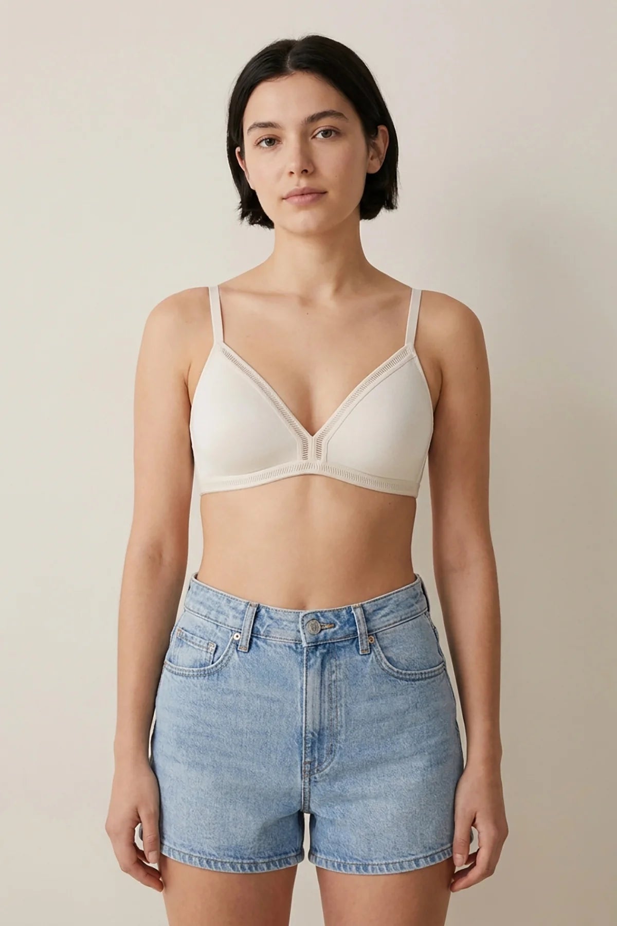 EW - Alma Non Padded Cotton Bralette - Ivory