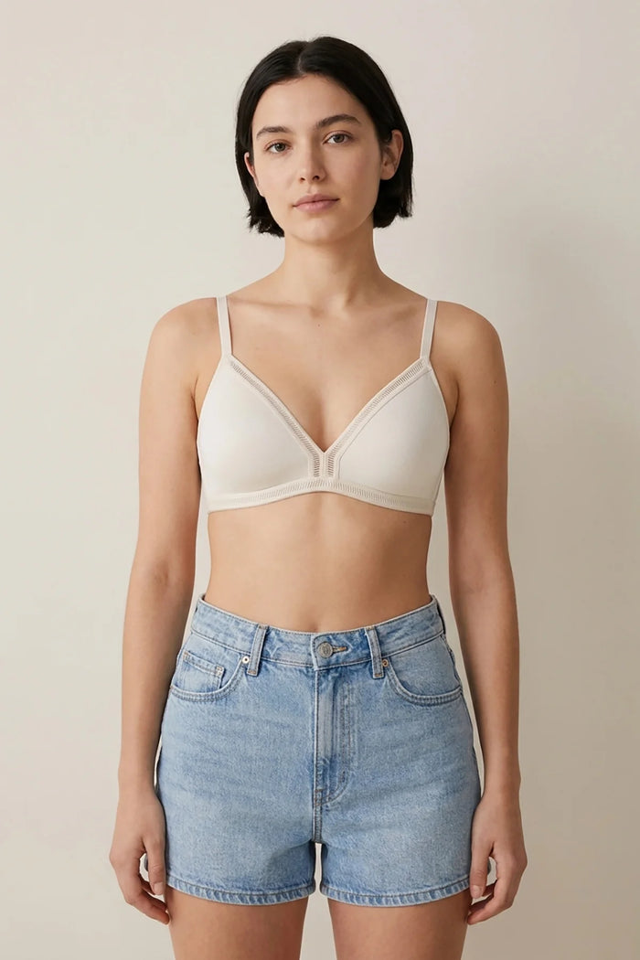 EW - Alma Non Padded Cotton Bralette - Ivory