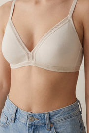 EW - Alma Non Padded Cotton Bralette - Ivory