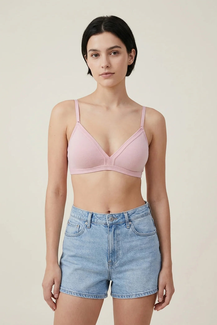 EW - Alma Non Padded Cotton Bralette - Pink