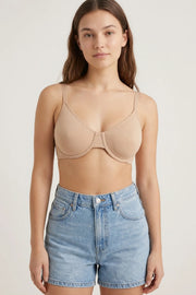 EW - Camille Wired And Non Padded Cotton Bra - Skin