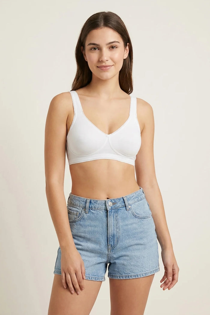EW - Carole Non Wired And Non Padded Cotton Bra - White